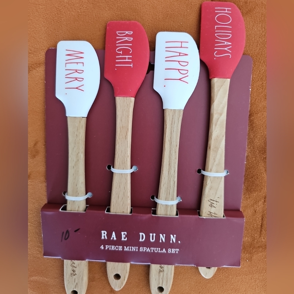 Rae Dunn CHRISTMAS Spatula Set Holiday Baking USA Cooking Utensils Merry Bright